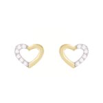 Boucles doreilles or jaune coeurs sertis de zirconiums - latelier dazur - clou - puce - femme