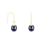 Boucles doreilles or jaune perles de culture noire - dormeuses Boucles doreilles or jaune perles de culture noire - dormeuses