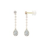 Boucles doreilles or jaune et zirconium - pendantes - femme ou enfant Boucles doreilles or jaune et zirconium - pendantes - femme ou enfant