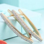 Boucles doreilles - couleur champagne dor� - oxyde de zirconium - 3 mm - 37 mm - dormeuse