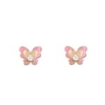 Boucles doreilles papillons - latelier dazur - enfant - or jaune - zirconiums