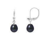 Boucles doreilles - perlinea - vritables perles de culture noires 7 - 8 mm - argent 925 - dormeuse - ...