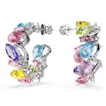 Boucles doreilles - swarovski - croles gema - mtal rhodi - cristaux multicolores - 20 mm
