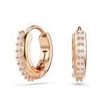 Boucles doreilles - swarovski - matrix - cr�oles mini - m�tal dor� rose - cristaux incolores