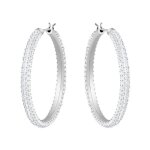 Boucles doreilles - swarovski - stone hoop - cristal blanc - m�tal argent� - cr�ole