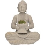 Statuette - bouddha zen - 42 cm - gris - ciment - objets décoratifs Statuette - bouddha zen - 42 cm - gris - ciment - objets décoratifs