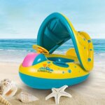 Bou�e gonflable pour b�b� avec parasol - folaya - jaune - pour �ge 6 - 18 mois - design sp�cial d�butants ...