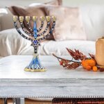 Bougeoir menorah - homyl - chandelier hanoukka - �maill� � la main - 9 branches - d�coration int�rieure ...