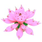 Bougie danniversaire - lotus - rose - musique - d�coration - 14 petites bougies