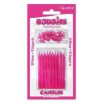 Bougies danniversaire - paillet�es fuchsia - lot de 10 - supports en pvc - d�coration de f�te - int�rieur ...