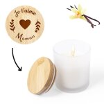 Bougie decorative personnalisée - bougie parfumée vanille avec couvercle bois à graver avec texte & logo ... Bougie decorative personnalisée - bougie parfumée vanille avec couvercle bois à graver avec texte & logo ...