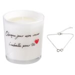 Bougie parfum�e fleurs de printemps malaga blanche + bracelet surprise