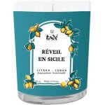 Bougie parfume - tade - pot en verre - senteur citron - rveil en sicile - 35  40 heures - 180g