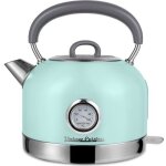 Bouilloire Électrique rétro vintage cuisine avec thermomètre - menthe Bouilloire Électrique rétro vintage cuisine avec thermomètre - menthe