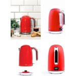 Bouilloire r�tro rouge en acier inoxydable sans fil design r�tro
