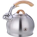 Bouilloire sifflante 3 l - manche en bois - acier inoxydable