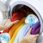 Boule de lavage pour machine  laver - zerodis - 6 pices - limine poils et peluches - bleu et blanc ...