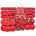 Boule de no�l d�coration suspension sapin de no�l 101 pi�ces rouge avec �toile 8 styles plastique