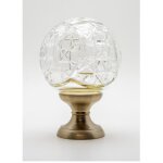 Boule de rampe - colorique - mousson - cristal transparent - pied gris nickel - 140 mm