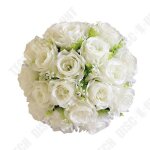 Bouquet de fleurs artificielles - lunavo - 18 roses - blanc - d�coration int�rieure et ext�rieure