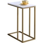 Bout de canap� debora en m�tal dor� et plateau rectangulaire en mdf d�cor blanc table dappoint table ...