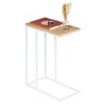 Bout de canap� debora table dappoint table � caf� table basse de salon cadre en m�tal blanc plateau en ...