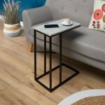 Bout de canap� debora table dappoint table � caf� table basse de salon cadre en m�tal noir et plateau ...