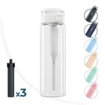 Bouteille filtrante en verre borosilicat� wessper activemax clarti glass sans bpa 680 ml - transparent ...