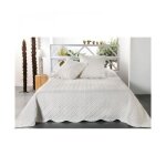 Boutis contemporain blanc cass - taille: 250x260cm - coloris: ecru
