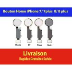 Bouton home fonctionnel + nappe iphone 7 / 7 plus 8 / 8 plus noir