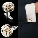 Boutons de manchette cufflinks mcanisme montre mtal steampunk argent homme