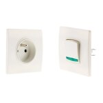 Bouton poussoir avec voyant et prise 2p + t 16a - blanc - zenitech