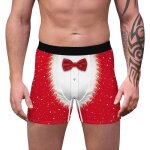 Boxer maillot de bain no�l pour homme - respirant - extensible - 3d imprim� - rouge