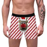 Boxer maillot de bain nol homme  rayure slim extensible respirante 3d imprime animals renne - rouge ...