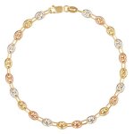 Bracelet femme - latelier dazur - or tricolore - maille grain de caf - longueur 18cm