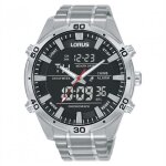 Lorus montre homme double affichage acier 46 mm ? chrono �tanche 100 m blanc