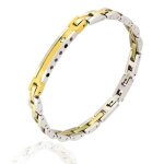 Bracelet acier avec plaque - latelier dazur - homme - doré - zirconium Bracelet acier avec plaque - latelier dazur - homme - doré - zirconium
