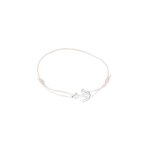 Bracelet ajustable ancre marine 11x13mm acier cordon beige