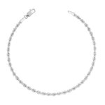 Bracelet argent massif 925 - 000 rhodi - maille corde 3mm - latelier dazur - femme - argent