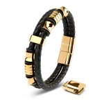 Bracelet en cuir pour homme serasar b006 - 20 or bijoux de bracelet de mariage cadeau parfait pour pre ...