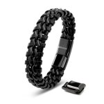 Bracelet en cuir pour homme serasar b012 - 20 noir bijoux �l�gants et � la mode cadeau parfait pour mari ...