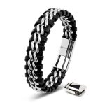 Bracelet en cuir pour homme serasar b013 - 17 argent bijoux �l�gants et � la mode cadeau parfait pour ...