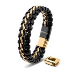Bracelet en cuir pour homme serasar b015 - 23 or / noir bijoux �l�gants et � la mode cadeau parfait pour ...