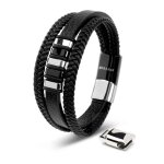 Bracelet en cuir pour homme serasar b016 - 23 argent bijoux de bracelet lgants cadeau danniversaire ...