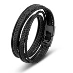 Bracelet en cuir pour homme serasar b018 - 34 noir bijoux lgants et lgants cadeau danniversaire parfait ...