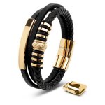 Bracelet en cuir pour homme serasar b026 - 17 or bijoux lgants et  la mode cadeau danniversaire parfait ...