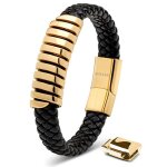 Bracelet en cuir pour homme serasar b035 - 17 or bijoux de bracelet �l�gants cadeau danniversaire parfait ...