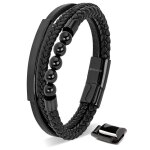 Bracelet en cuir pour homme serasar b036 - 17 noir bijoux de bracelet �l�gants cadeau danniversaire parfait ...