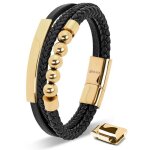 Bracelet en cuir pour homme serasar b038 - 17 or bijoux de bracelet �l�gants cadeau danniversaire parfait ...