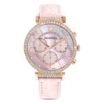 Montre - swarovski - passage chrono - cuir rose - �tanch�it� 5 atm - quartz